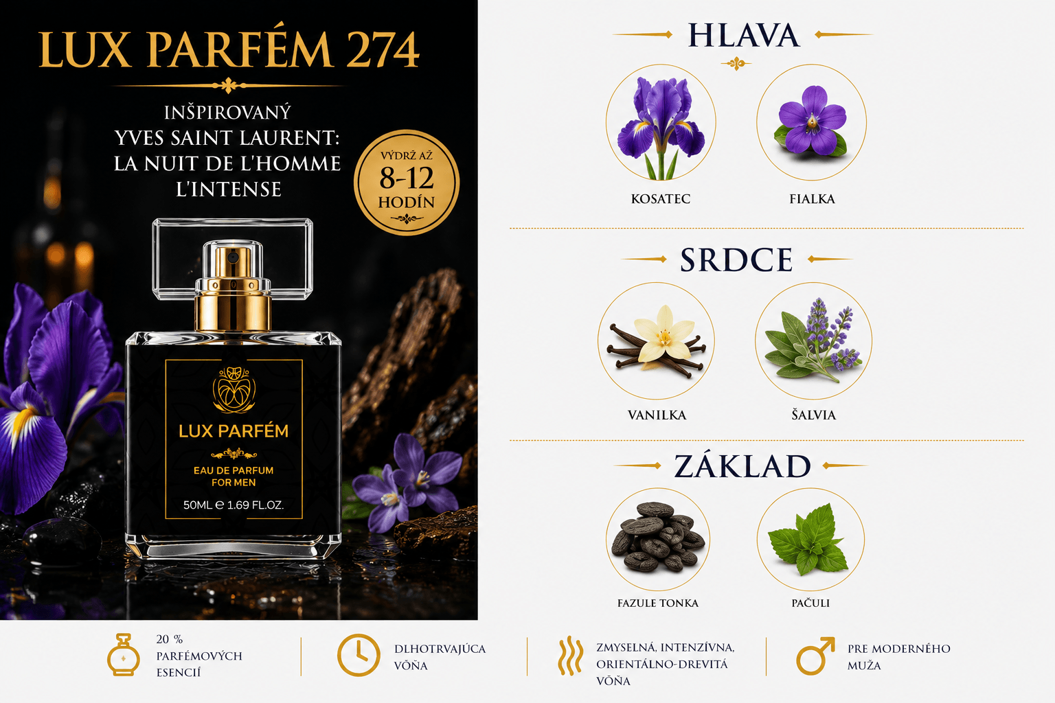 Lux Parfém 274 – Inšpirovaný Yves Saint Laurent: La Nuit de LHomme LIntense